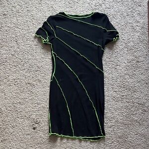 Black and Green Stitch Detail Dress